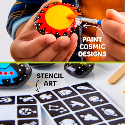 Discovery™ Solar System Studio Rock Art Kit, 35-Piece Space Craft Painting Set, Paint and Decorate Galaxy Rocks with Stencils, STEM Art Kit for Kids Ages 6+