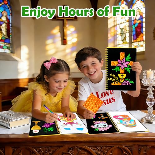 FUNNYB&G Foil Art Craft Kit for Kids, Sparkly Birthday Gift Toy for Kids - style: Christian
