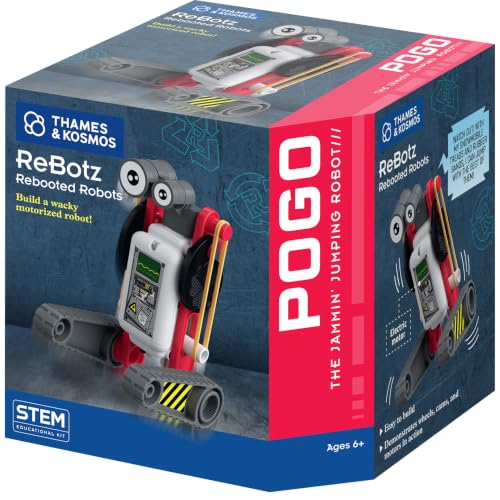 Thames & Kosmos ReBotz: Pogo – The Jammin’ Jumping Robot | Build a Wacky Motorized Robot! | Collect All 4 | Combine to Make New Robotic Creations | Great Stocking Stuffer, Easter Basket Goodie - style: Pogo - The Jammin' Jumping Robot