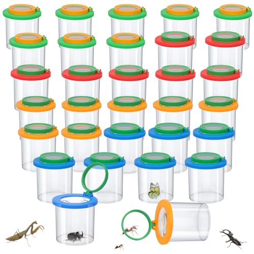 Coopay 32 Pieces Magnifying Insect Box - Bug Viewer, Critter Insect Cage, Container, Bug Catcher Cage, Jar Collecting Kit for Children, Kids Science Nature Exploration Tools - style: 32 Pack Set