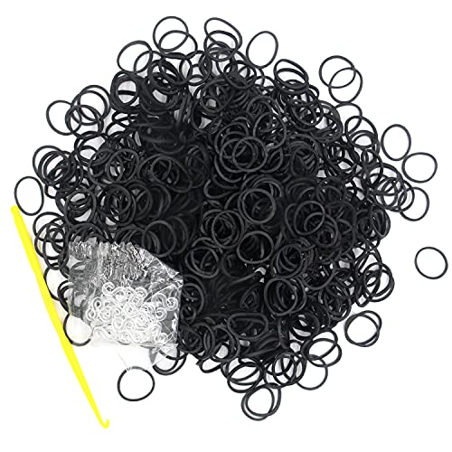 3000 Loom Rubber Bands Refill Kit,75 S-Clips & 5 Hooks Bracelet DIY Black - color: Black