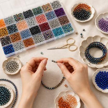 2800Pcs 4mm Electroplated Glass Beads for Bracelets Jewelry Making - color: 28 Metallic Colors