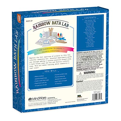 MindWare Science Academy Rainbow Bath Soap lab - Kids & Teens Create 3 Bath Bomb and soap Crafts with Our 27pc Science kit – A Creative DIY Chemistry kit for Both Boys & Girls
