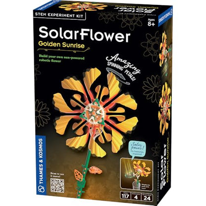 Thames & Kosmos SolarFlower Golden Sunrise STEM Kit | Build a Motorized Solar-Powered Flower with Spinning, Colorful Petals, Educational Gift for Kids Ages 8+, Adults - color: Golden Yellow
