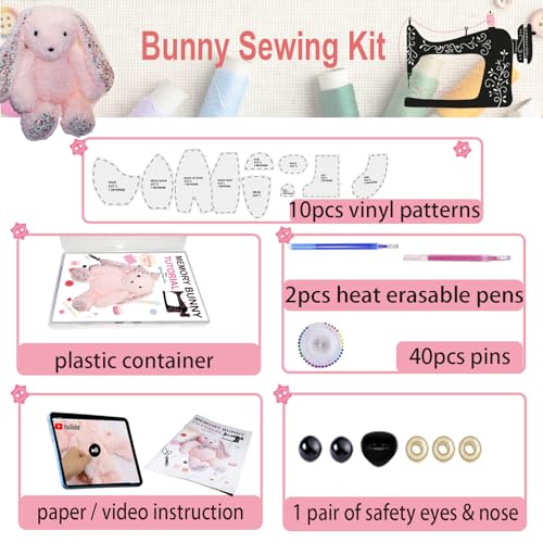 Topapfo 18 Inch Memory Bunny Patterns Templates for Sewing with Instruction, Beginners Friendly Stuffed Animal Easter Bunny Patterns Stencil Rulers Set