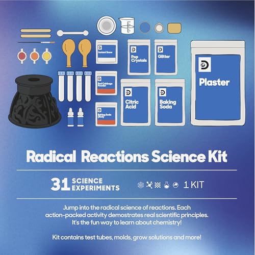 Discovery Radical Reactions Science Kit - 31 Experiments STEM Lab for Kids| DIY Activity Set with Chemistry Tools, Volcano Mold, Instant Snow| Educational Learning Toy| Gift for Boys Girls| Ages 8+