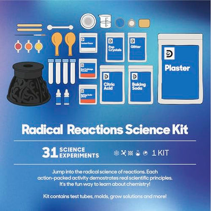 Discovery Radical Reactions Science Kit - 31 Experiments STEM Lab for Kids| DIY Activity Set with Chemistry Tools, Volcano Mold, Instant Snow| Educational Learning Toy| Gift for Boys Girls| Ages 8+