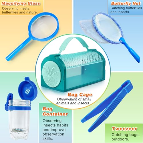 Bug Catcher Kit & Outdoor Explorer Kit for Kids, 10 Pcs Bug Catching Kit - color: Blue