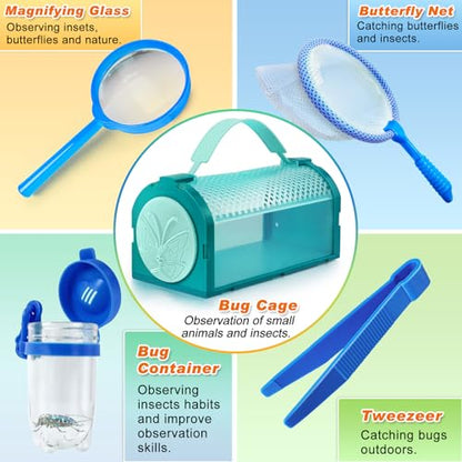 Bug Catcher Kit & Outdoor Explorer Kit for Kids, 10 Pcs Bug Catching Kit - color: Blue