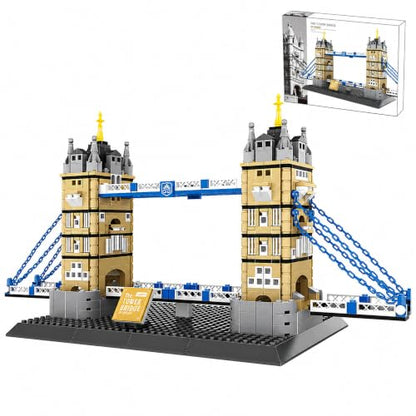 Tower Bridge Building Block Set 969 Pcs London Architecture Building Set for Adults & Teens Historic UK Landmark Model Kit Home Office Desk Decor Display Gift - style: London Twin Tower Bridge