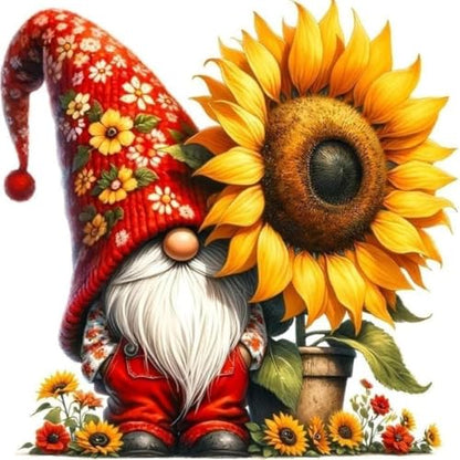 DYAIANGMU Gnome Stamped Cross Stitch Kit for Adults 13.7x13.7 inches - color: gnome-23