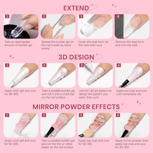 Nail Extension Gel Solid Builder Gel for Nails 3D Sculpture Gel - color: Clear&Pink Aurora