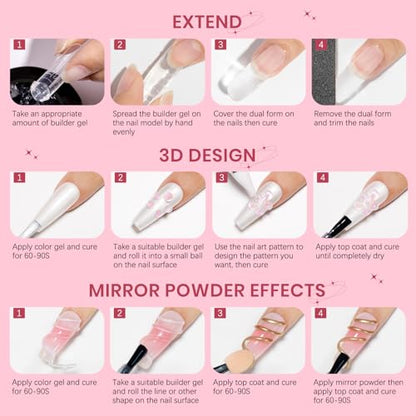Nail Extension Gel Solid Builder Gel for Nails 3D Sculpture Gel - color: Clear&Pink Aurora