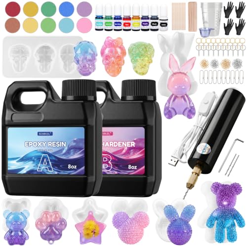 KISREL Epoxy Resin Kit 16OZ with 3D Mold, Electric Drill, Tool for Beginner - size: 16oz 3D Mold Kit