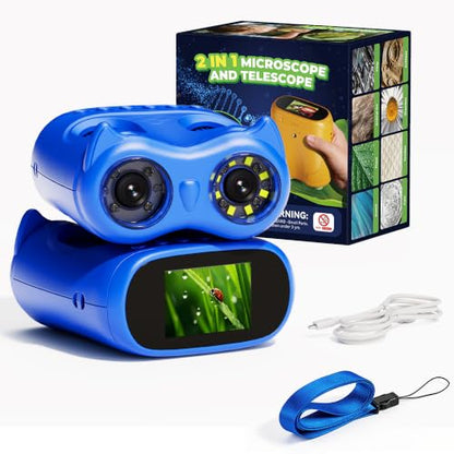 2-in-1 Kids Microscope & Telescope, STEM Science Explorer Toy Gift Age 5-10