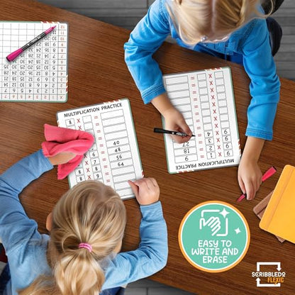 SCRIBBLEDO Multiplication Math 9”x12” Small White Board Dry Erase Sheets Math Manipulatives 3rd Grade Multiplication Times Table Chart Math Supplies Teacher Students Classroom Pack of 10 Sheets - color: Multiplication Chart