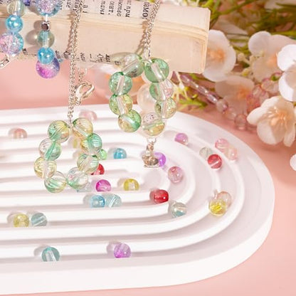 XSEINO 24 Colors 1200PCS Transparent Gradient Glass Beads Kit - color: Gradient Series