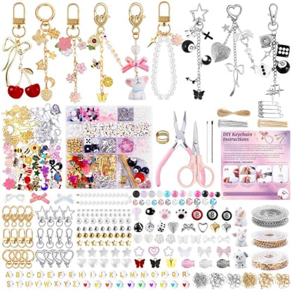 Wurosi 945PCS Bag Charm Kit Gold & Silver,Bag Charm Craft Supplies - color: 945 Pcs Gold+Silver Keychain Kit