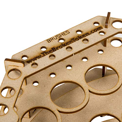 The Broken Token Modular Paint Rack w/ 35mm Holes - 90° Wedge - Multiple Organizer for Paint Bottles, Pots, and Brushes in Tiered Layout - Customize Your Pieces with Easy Organization & Access - style: 90° Wedge 35mm holes