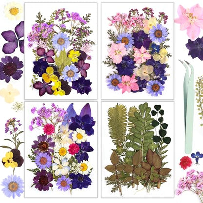 Dried Flowers, Resiners 100Pcs Pressed Flowers for Craft Purple Real Natural Dried Flowers Dry Leaves Kit for DIY Making Crafts Resin Soap Candle Scrapbook Supplies Card Making Jewelry - color: Violet 100pcs