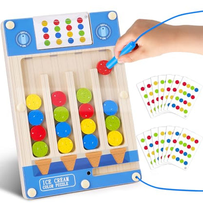3 4 5 Year Old Boy Birthday Gift, Kids Magnetic Color Matching Puzzle Board - color: Ice Cream
