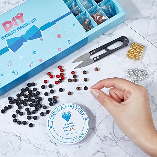 SUNNYCLUE 1 Box Solar System Planet Bead Natural Gemstone Beads 6mm Bulk Multilayer Beading Bracelet Making Kit Lava Rock Loose for Jewelry Making Universe Galaxy Sewing Scissors - color: 6mm Beads Gift Box