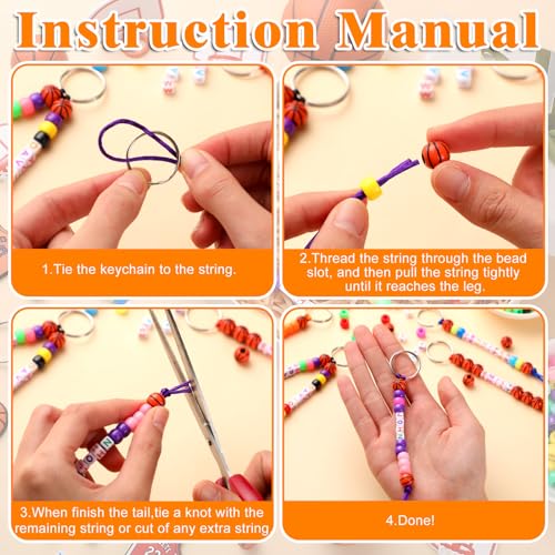 Landical 564 Pcs Sport Keychain Making Kit DIY Name Bead Key Chain Craft - color: Retro Color, style: Sports