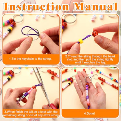 Landical 564 Pcs Sport Keychain Making Kit DIY Name Bead Key Chain Craft - color: Retro Color, style: Sports