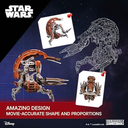 UGEARS Star Wars Droideka 3D Wooden Puzzles for Adults - Transforming Destroyer Droid Rolls into a Sphere and Unfolds to Battle Stance - Mechanical Model Kits for Adults to Build, Collectible Gift