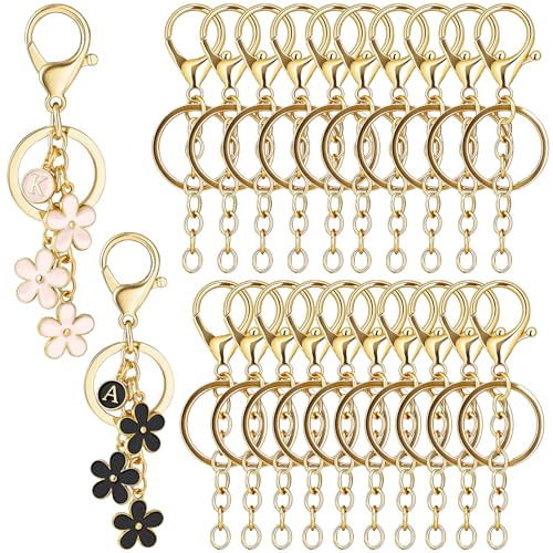 sunla 20pcs Gold Keychain Making Kit with Key Rings Lobster Clasp Chain, Metal Bag Charm Kits for DIY Craft Jewelry Making - color: Gold-20pcs