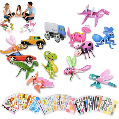 DIY 3D Creative Insect Paper Jigsaw Puzzle Set, 75 PCS 3D Cartoon Puzzles, Smart 3D Cartoon Puzzle, Glue Free Assembly, Insect Puzzle Set Smart Puzzle, Activity for Interesting Gifts
