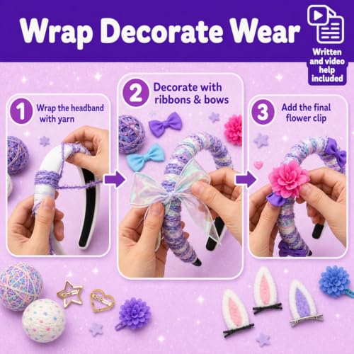 Wrap & Wear DIY Yarn Headband Making Kit, 7 Year Old Girl Birthday Gifts - style: Yarn Headbands