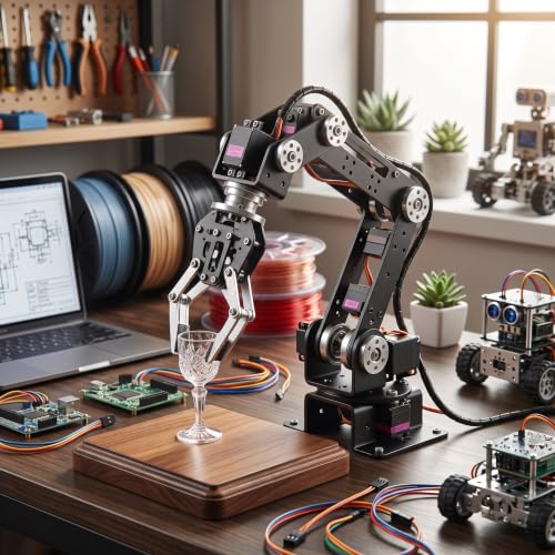 Ejoyous Robot Arm Kit, Mechanical 6DOF Robotic Arm Clamp Claw Building Kit DOF Manipulator Industrial Robot Parts