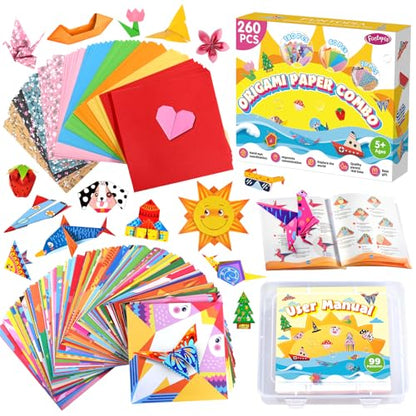 Funtopia Origami Kit for Kids Ages 5-8 8-12, 260 Sheets Origami Paper