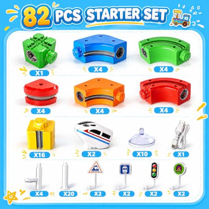 Electric Train Set for Kids Ages 4-8, 3D Infinity Track Building Toys, Cube Track with 360°Anti Gravity Race Track, STEM Learning Gift(80 pcs+2car).