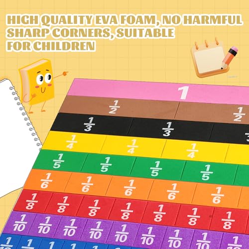 Plastic Rainbow Fraction Tiles, Rainbow Montessori Math Materials, Fraction Set for Math Classroom Fractions Manipulatives Math Manipulatives for Home School Supplies