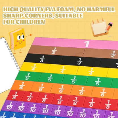 Plastic Rainbow Fraction Tiles, Rainbow Montessori Math Materials, Fraction Set for Math Classroom Fractions Manipulatives Math Manipulatives for Home School Supplies