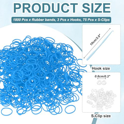 MECCANIXITY 1800 Pcs Loom Rubber Bands Kit with 75 Pcs S-Clips 3-Hooks Rubber Bands Refill Bracelet Making Kits for Weaving DIY Handcrafts Gift, Light Blue - color: Light Blue
