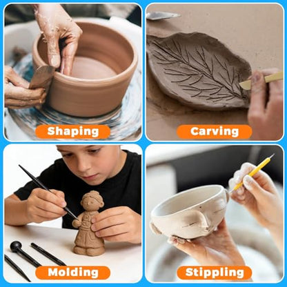 3.4FL OZ Air Dry Clay Glaze & 25pcs Tools Kit, Gloss Protective Sealant