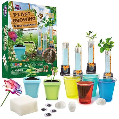 Plant Growing Science Kit for Kids - 19 Botany Experiments with Hydroponic Growing, Root Science & Transpiration - STEM Gardening Gift for Boys & Girls - Birthday Gift Ages 8, 9, 10, 11, 12
