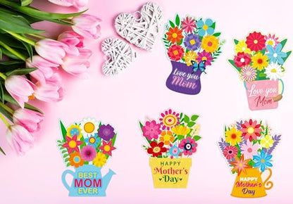 36 Set Mothers Day DIY Craft for Kids - Flower Card Making Kit with Greeting Cards Stickers Envelopes Set Gifts for Classroom School Activities - style: mother's day-36 set