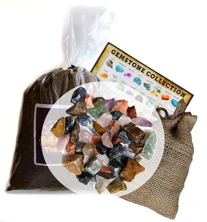 5 Pound Paydirt | Burlap Collection Bag | Gem Stones | Identification Card | Made in USA