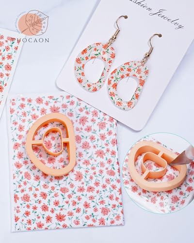 Puocaon Abstract Clay Transfer Paper - 20 Sheets Polymer Clay Transfer Sheets for Earrings Featuring Colorful Abstract Ink Art, Transfer Paper for Polymer Clay Jewelry - color: abstract