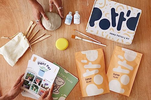 Pott'd Pottery Kit, Air Dry Clay Kit for Adults & Beginners - style: Without Paints