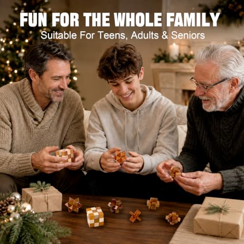 VolksRose 6pcs Wooden Brain Teaser Puzzles, IQ Challenge Puzzle Games, Logic Smart Mind Puzzle Box Lock Toy Removing Assembling 3D Small Puzzle Gift Set for Adults Teenagers Kids, 1.8inch 4.5cm - color: B-6pcs-4.5cm-2