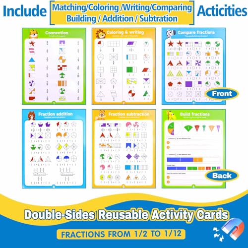 Magnetic Fraction Educational Puzzle Set, Fraction Educational Book for Kid