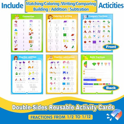 Magnetic Fraction Educational Puzzle Set, Fraction Educational Book for Kid
