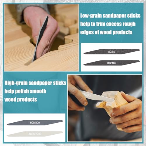 Honoson 40 Pcs Sanding Sticks Sandpaper for Modeling, Double Angle Shape - style: Double Angle Shape
