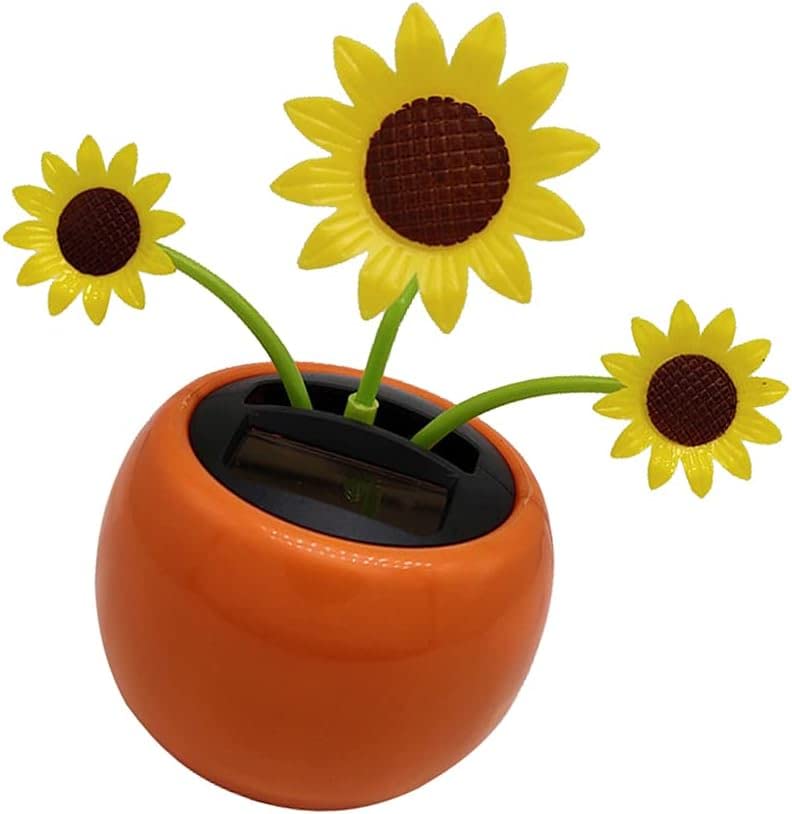 Yellow Solar Powered Dancing Flower, Decoration Gift, Swinging Dancer, No Battery Required, Sunflower Flower Solar Power Kits (Sun Flower)