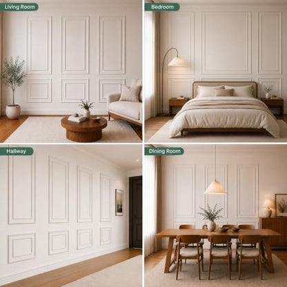 Peel and Stick Wall Molding Kit, Pre Cut Bilinear Frame Wainscoting Panel - color: 24"x54"+13.5"x44"